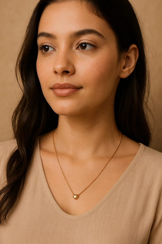 ❤ Gold Plated Heart Pendant Necklace for Women – Minimalist Jewelry Gift