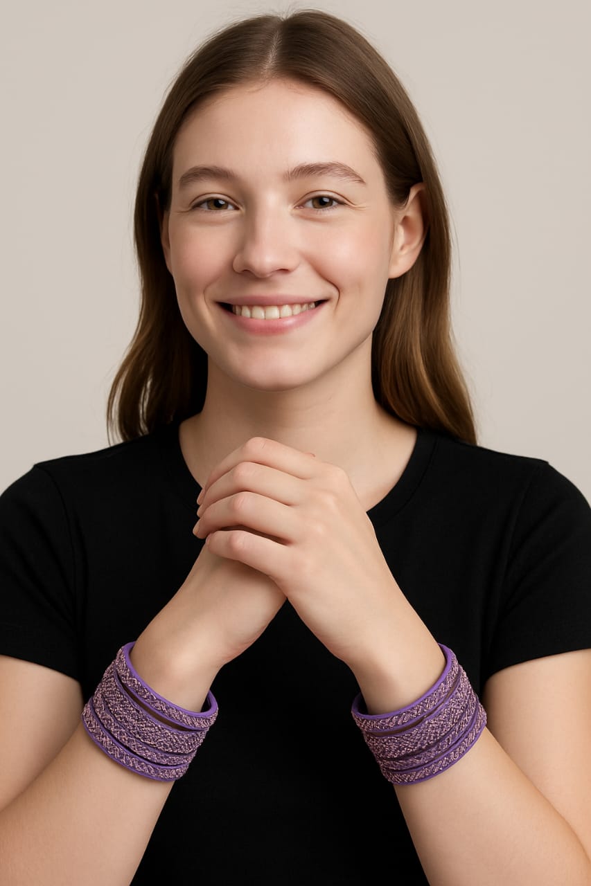 Purple Stone-Studded Bangles Set – Elegant Ethnic Hand Accessories for Women