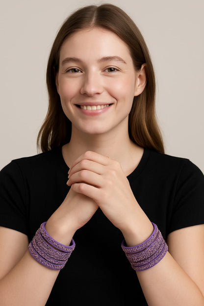 Purple Stone-Studded Bangles Set – Elegant Ethnic Hand Accessories for Women