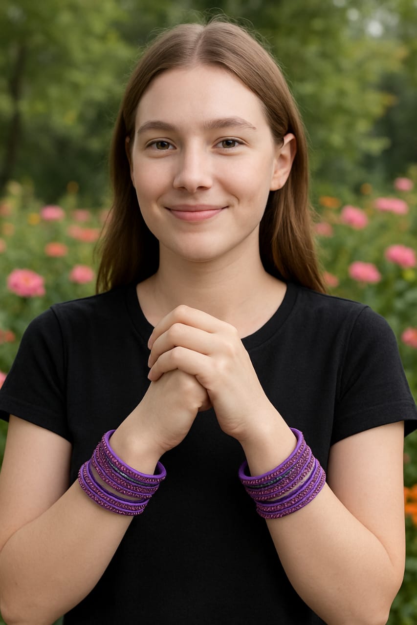 Purple Stone-Studded Bangles Set – Elegant Ethnic Hand Accessories for Women