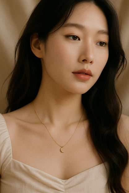 Crescent Moon Gold Pendant Necklace for Women – Dainty & Celestial Jewelry
