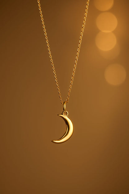 Crescent Moon Gold Pendant Necklace for Women – Dainty & Celestial Jewelry