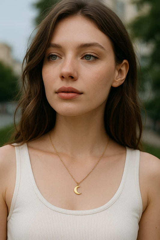 Crescent Moon Gold Pendant Necklace for Women – Dainty & Celestial Jewelry