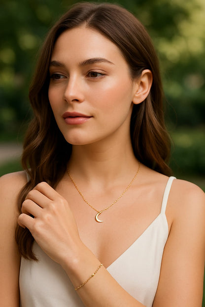 Crescent Moon Gold Pendant Necklace for Women – Dainty & Celestial Jewelry