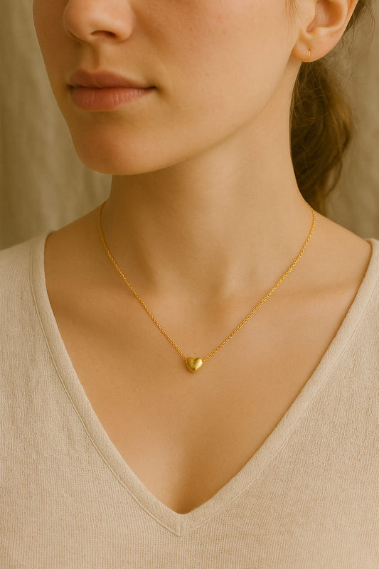 ❤ Gold Plated Heart Pendant Necklace for Women – Minimalist Jewelry Gift